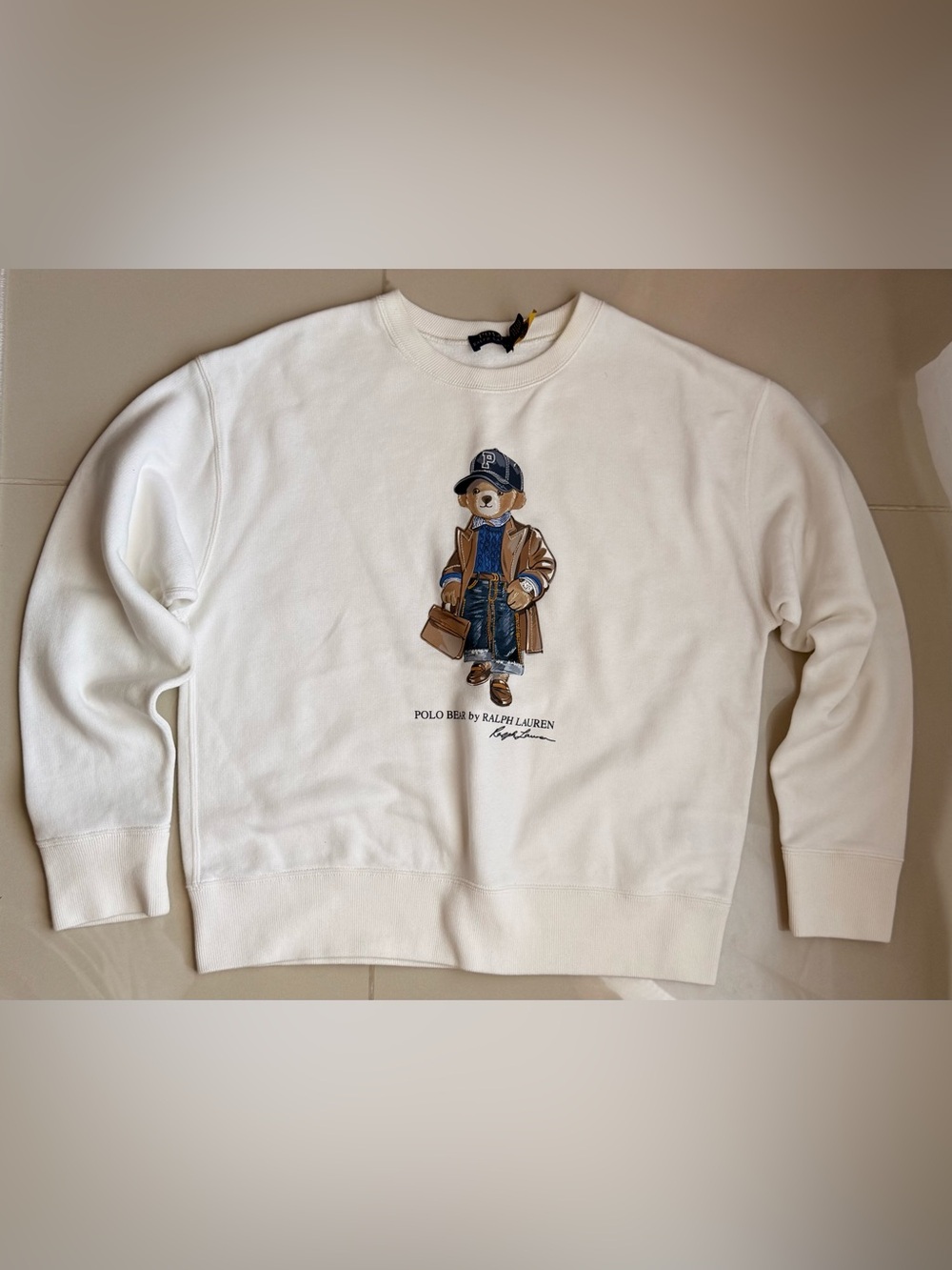 Polo Bear by Ralph Lauren Ivory Crewneck Sweatshirt - Size L